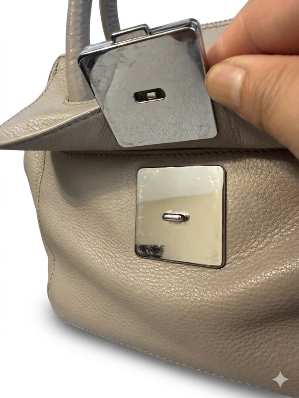 Tory Burch Ashlynn Mini Satchel French Gray Pebble Leather Crossbody Bag - Picture 4 of 6